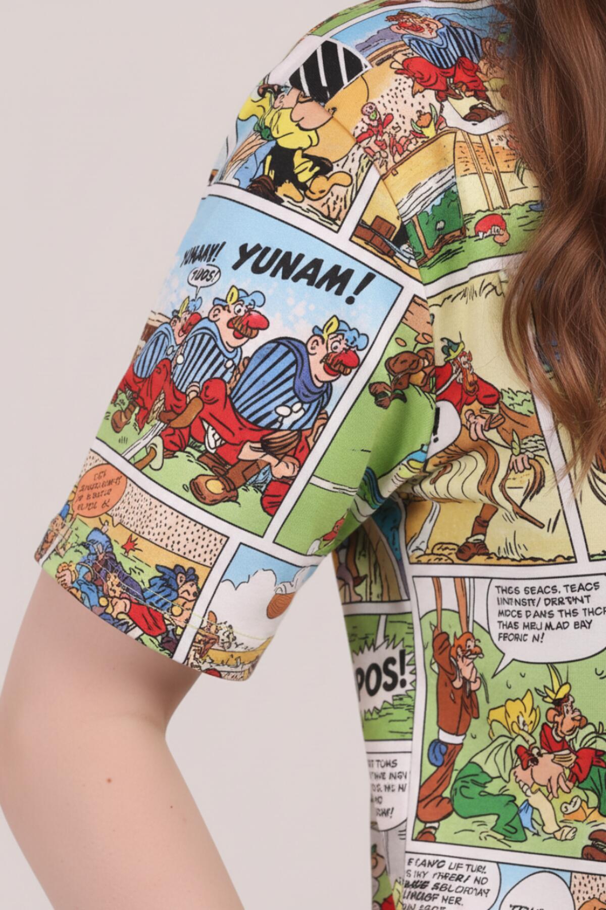 Damen-Pyjama-Set mit Print und kurzen Ärmeln – Mehrfarbig