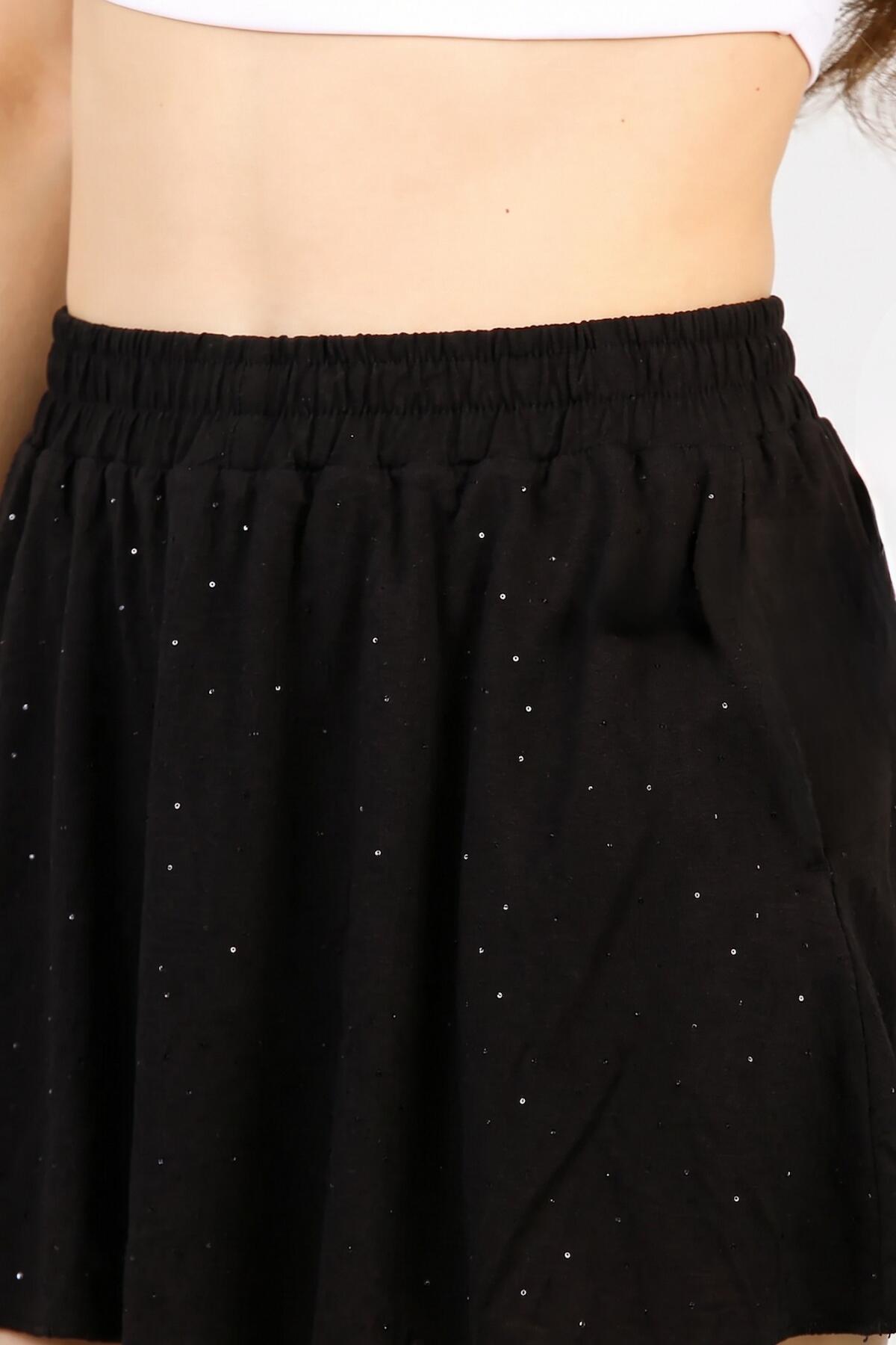 Skort mit Steinbesatz – Schwarz
