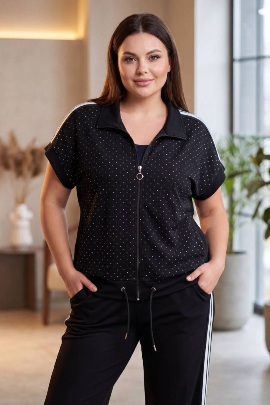Plus - Size Stone - Trim Two - Piece Set — Black