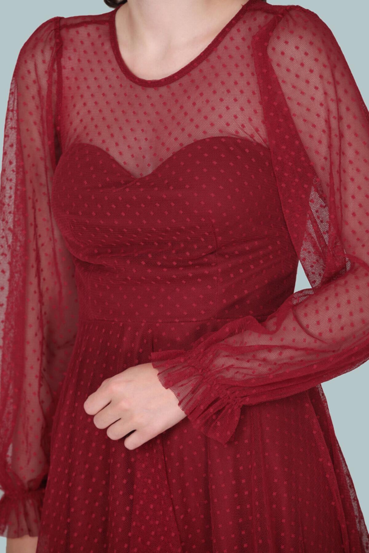 Burgunderfarbenes Midi-Abendkleid