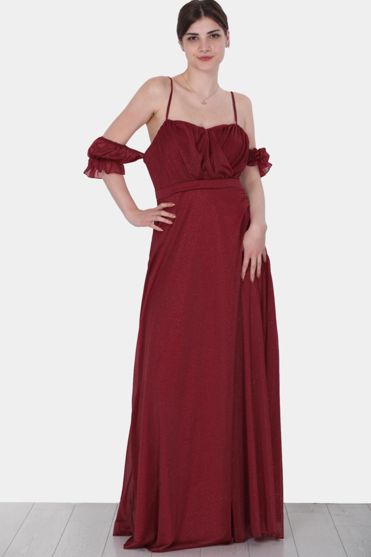 Langes glitzerndes Abendkleid — Burgund