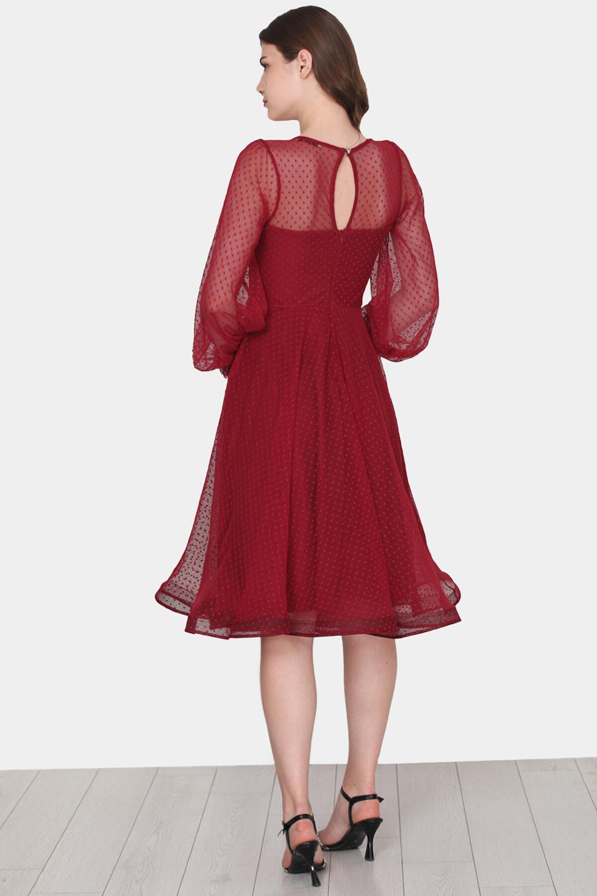 Burgundy Midi Evening Dress