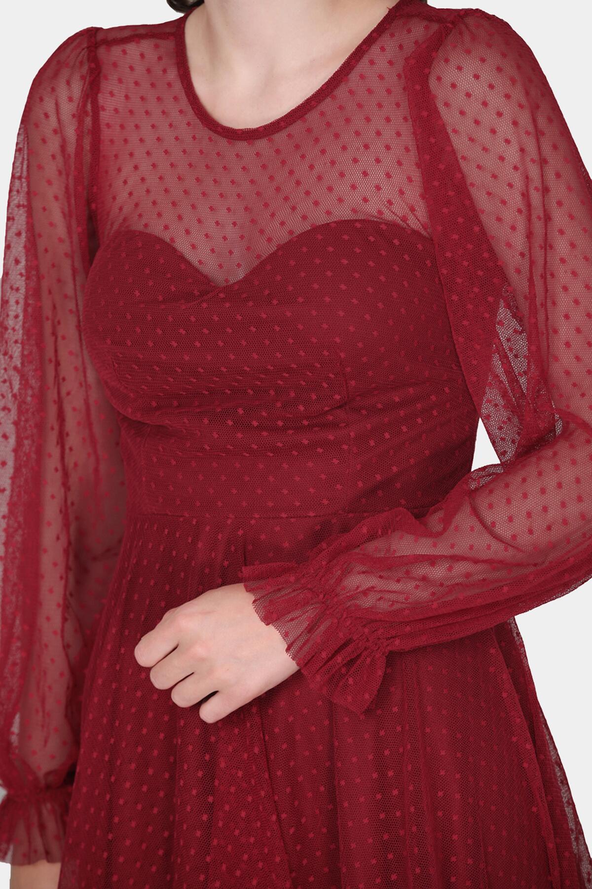 Burgundy Midi Evening Dress
