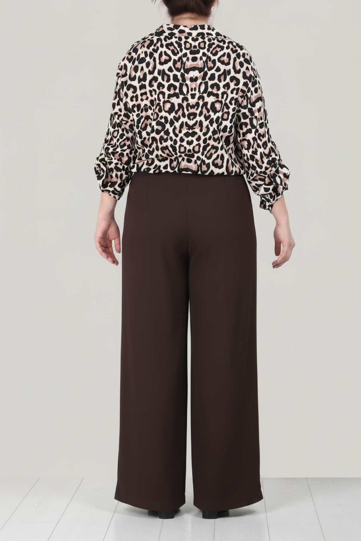 Plus‑Size Palazzo Trousers — Brown