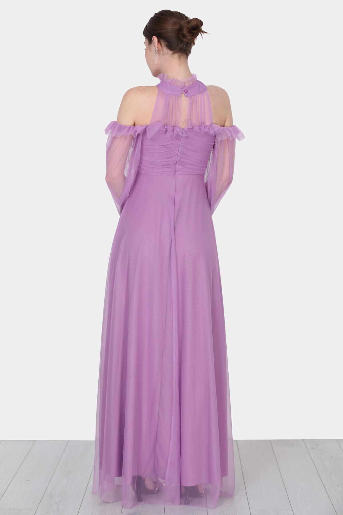 Lilac Long Tulle Evening Dress