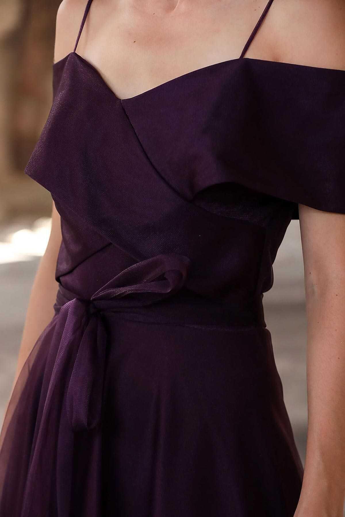 Purple Midi Evening Dress