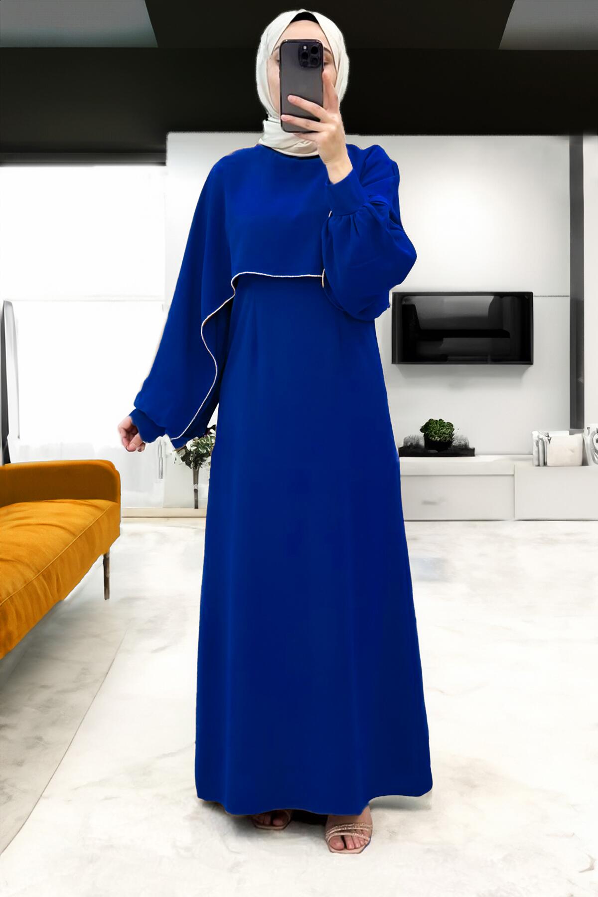 Long Crepe Dress — Royal Blue