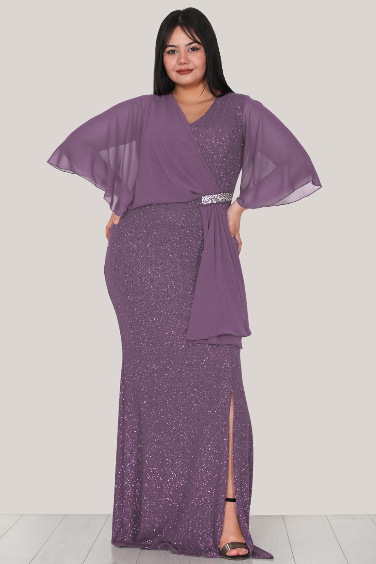 Plus - Size Shimmery Long Evening Dress — Lilac