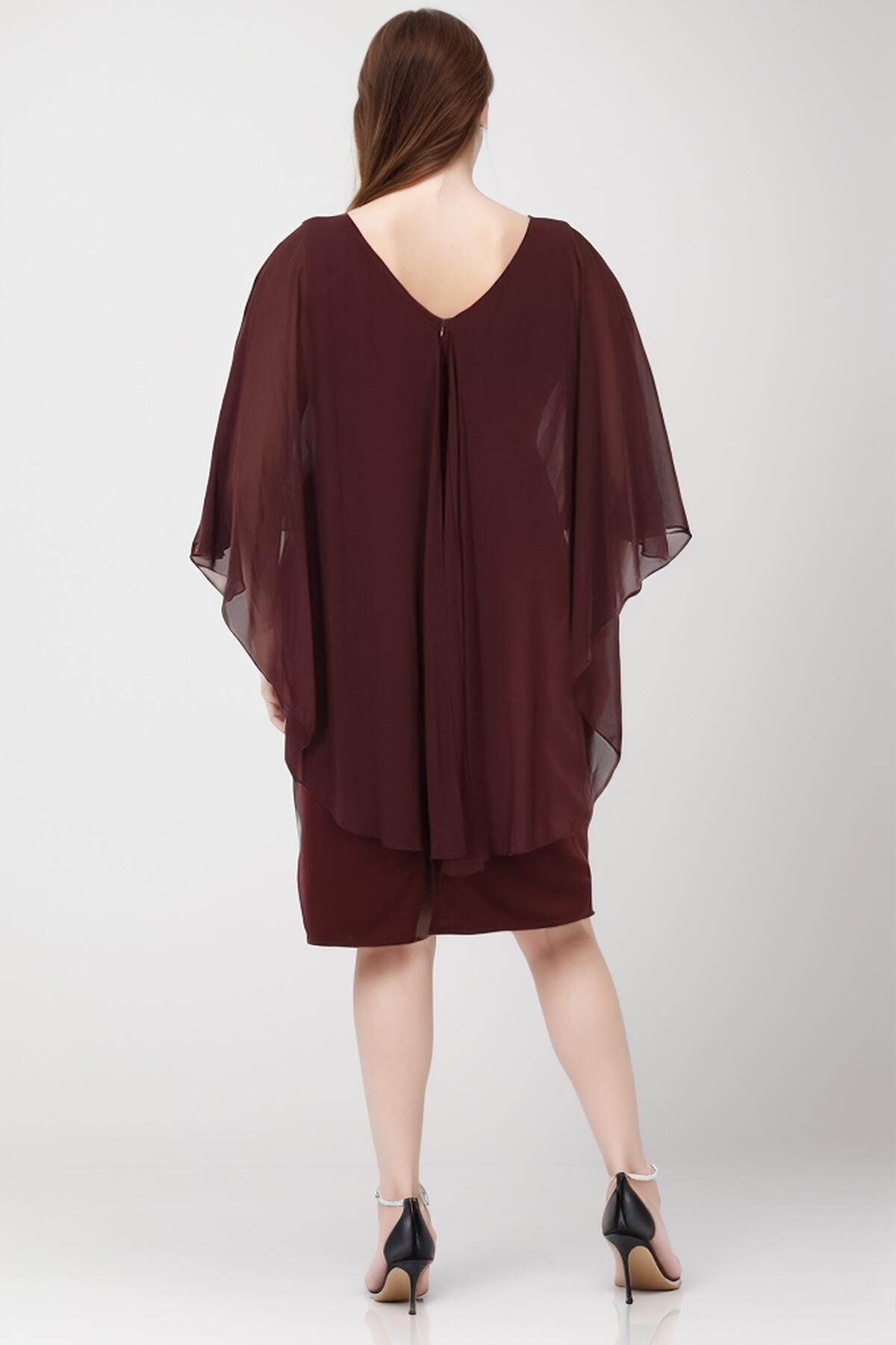 Plus - Size Chiffon Evening Dress — Burgundy