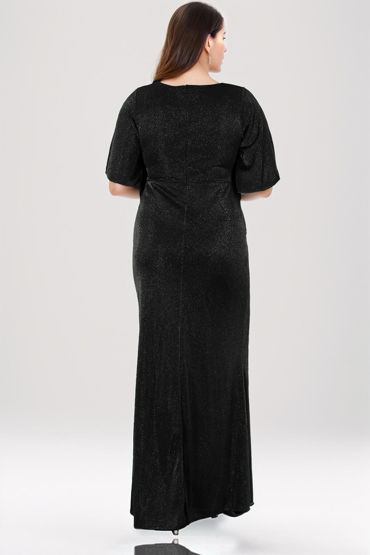 Plus - Size Sparkle Evening Dress – Black