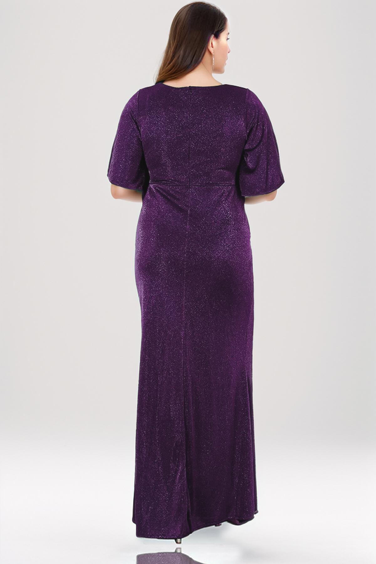 Plus - Size Glitter Evening Dress — Purple