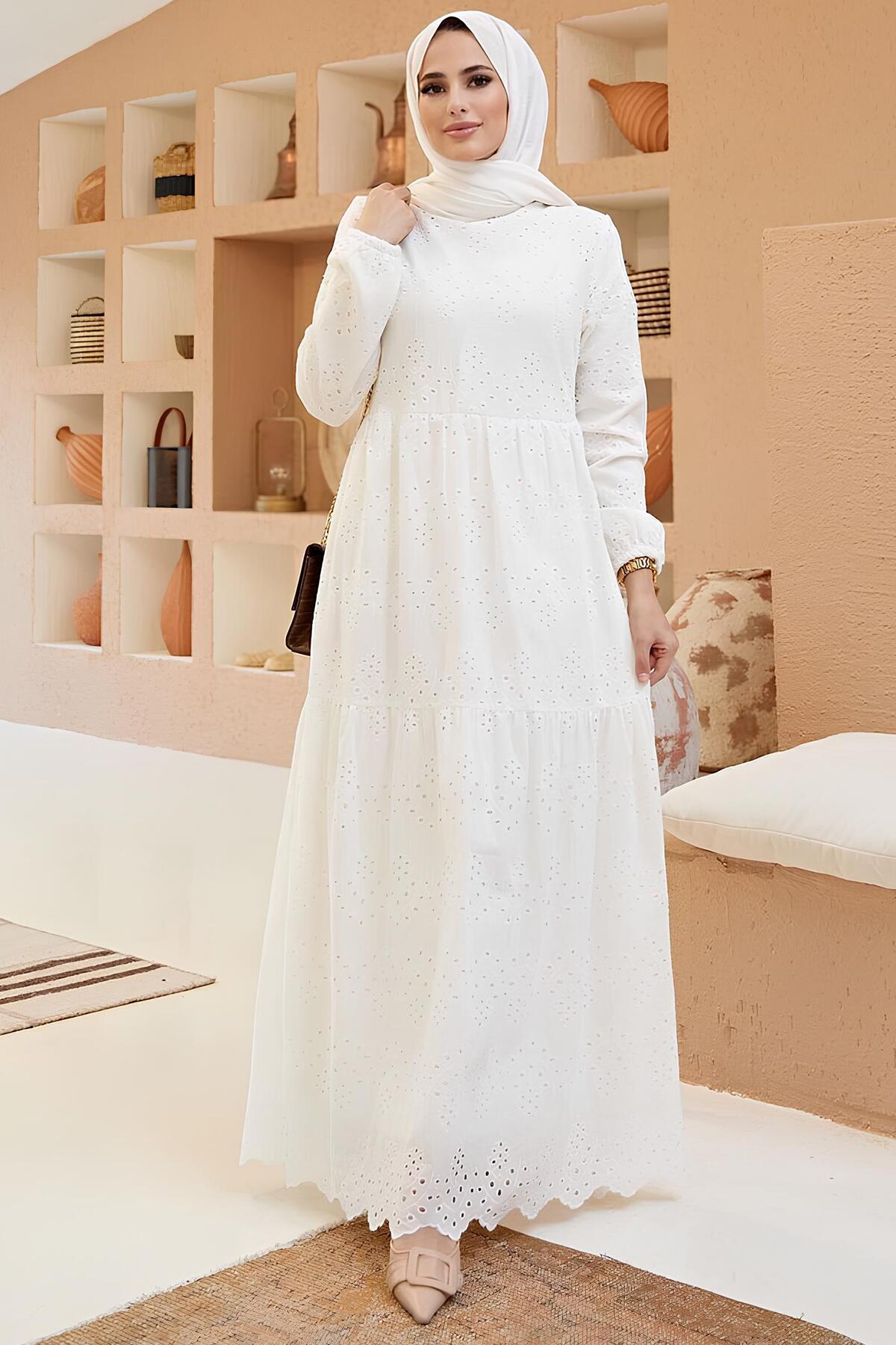 Off - White Guipure Maxi Dress
