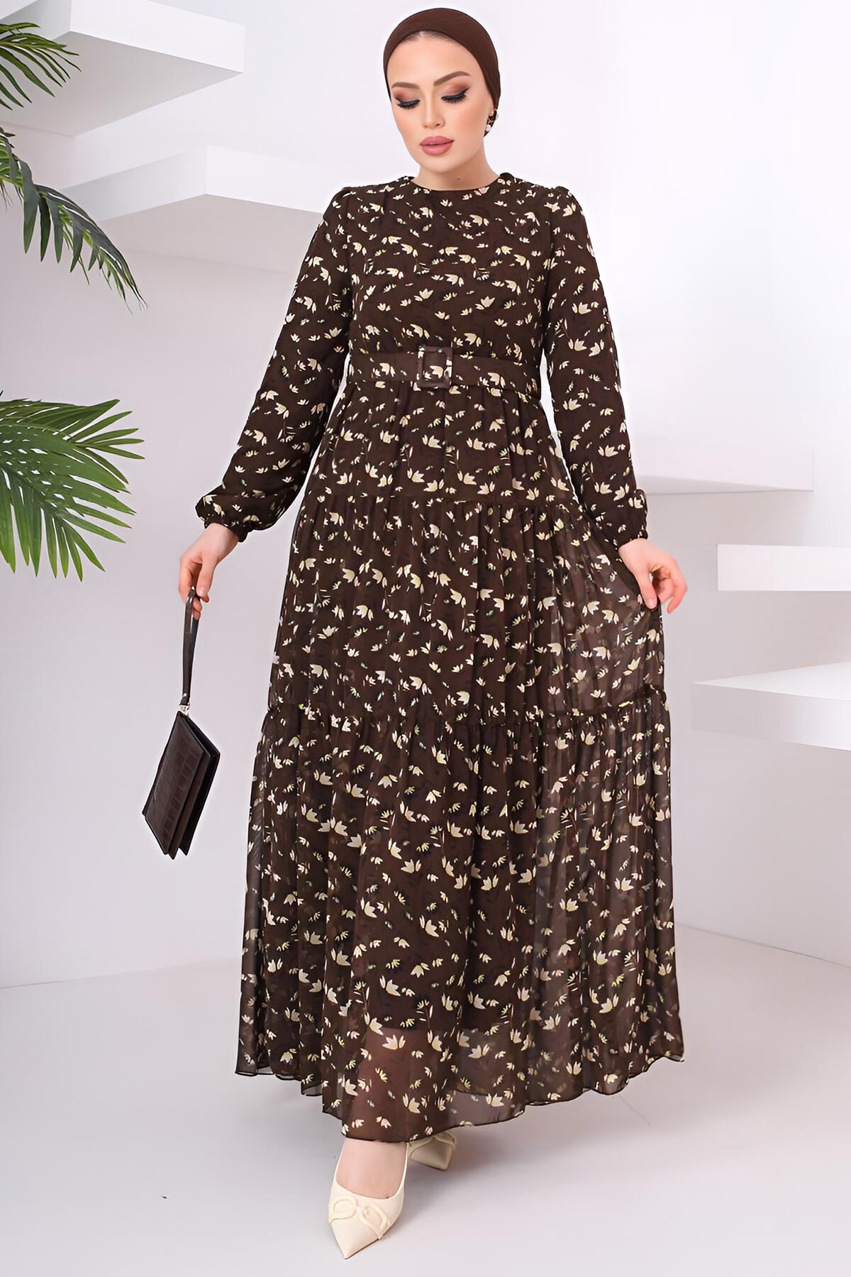 Robe longue en mousseline multicolore