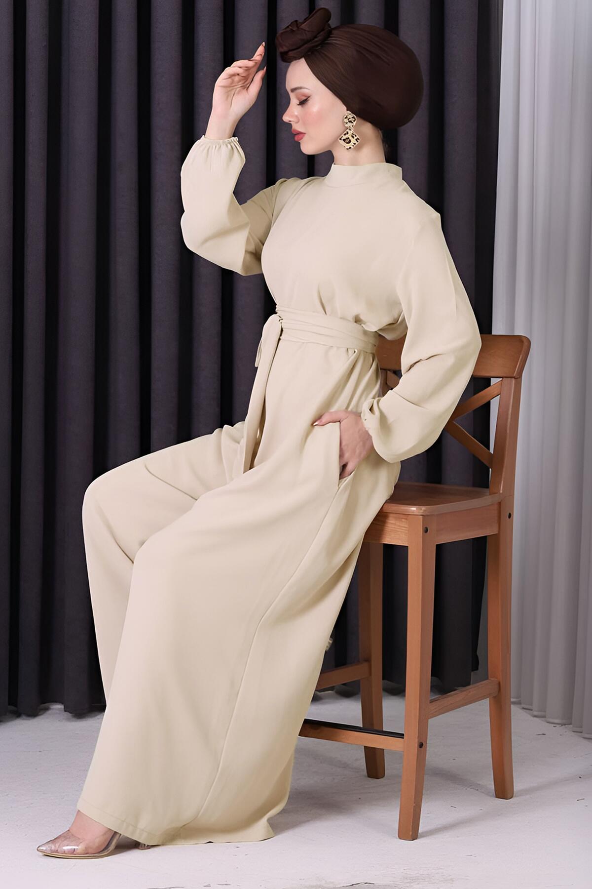 Half - Funnel - Neck Jumpsuit In Stone