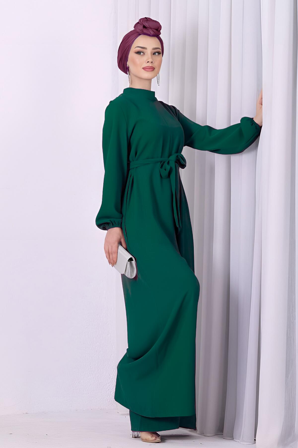 Mock - Neck Jumpsuit In Emerald