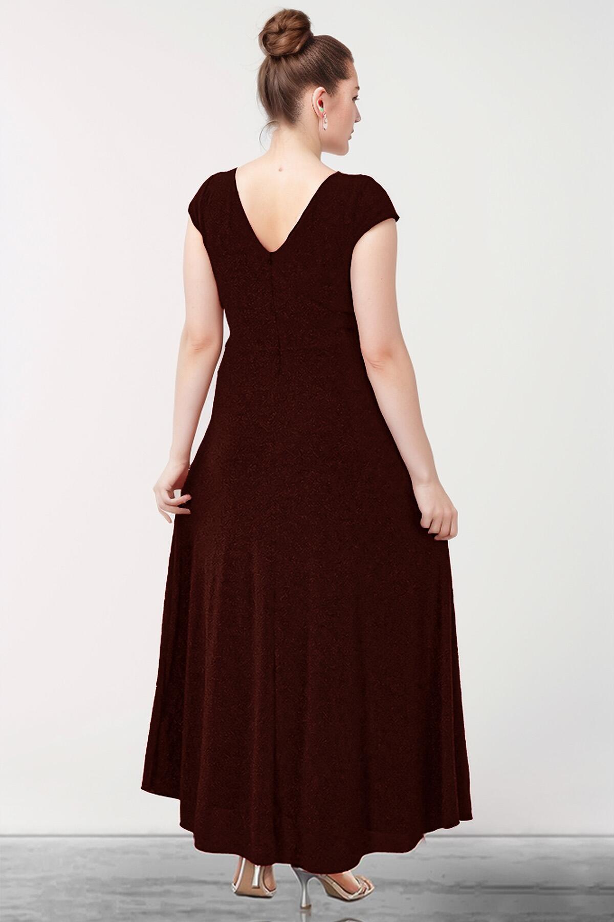 Plus - Size Glitter Evening Gown — Burgundy