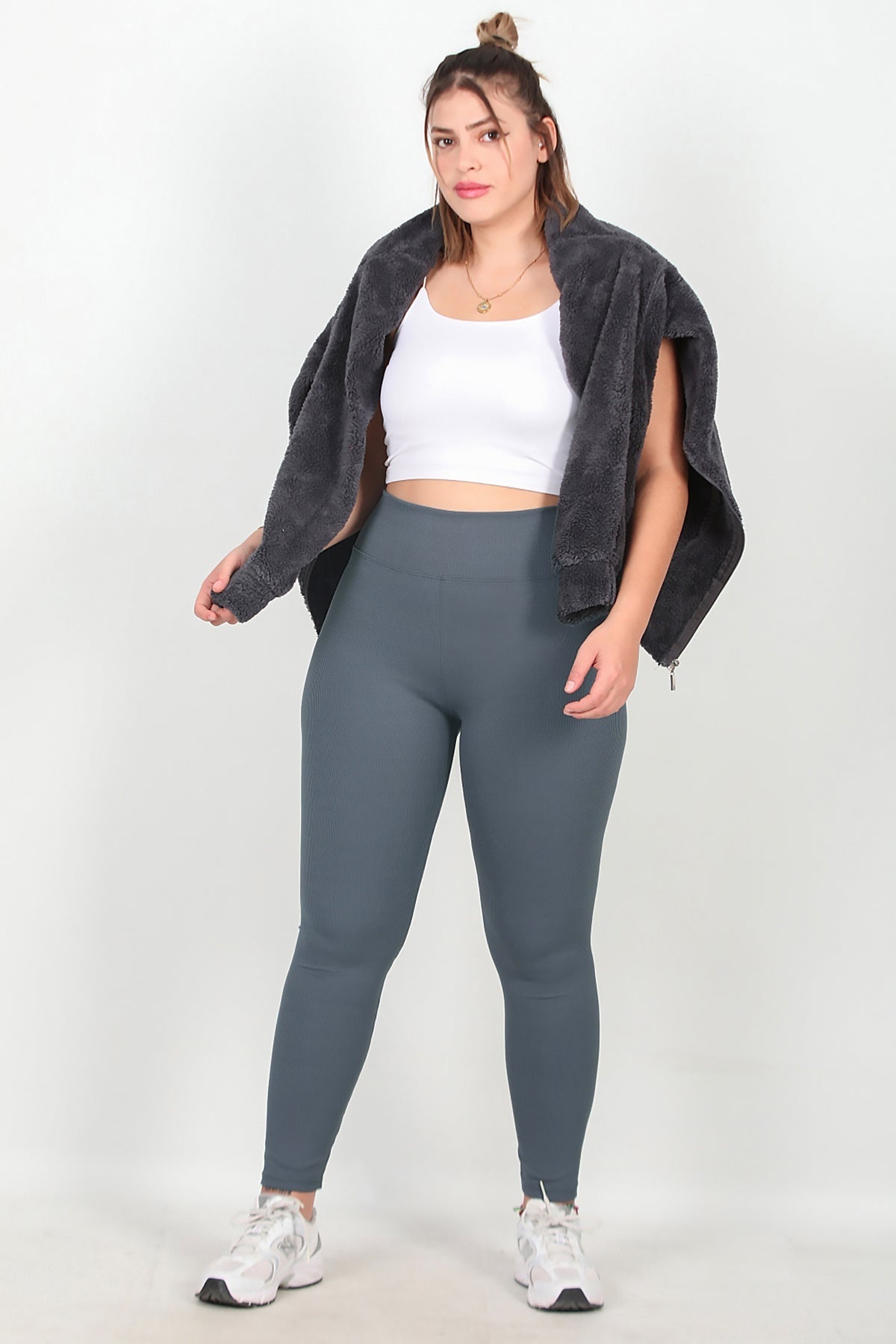 Plus - Size Ribbed Leggings — Charcoal