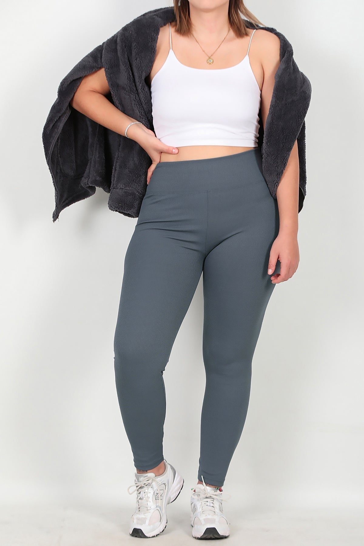 Plus - Size Ribbed Leggings — Charcoal
