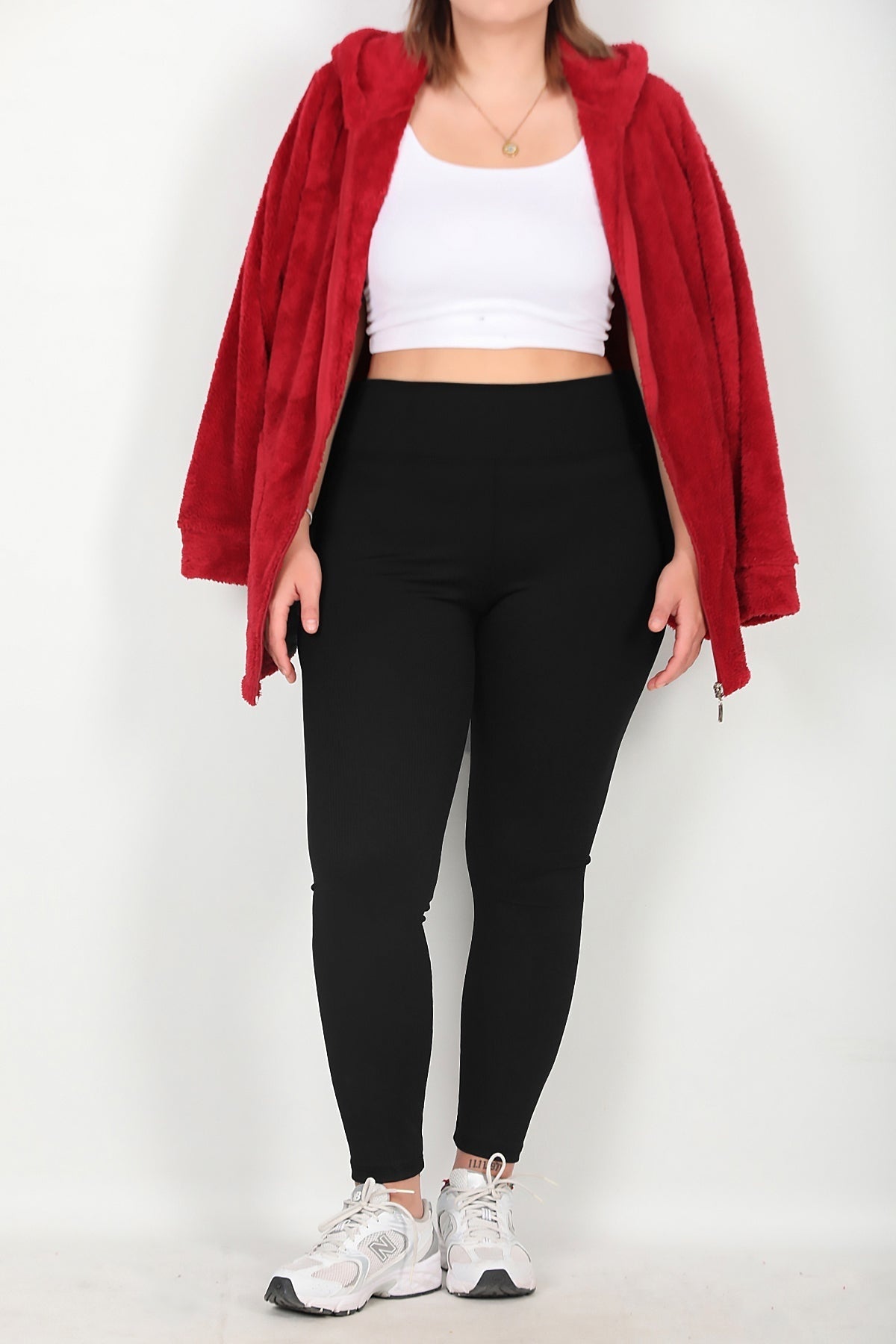 Plus - Size Ribbed Leggings — Black