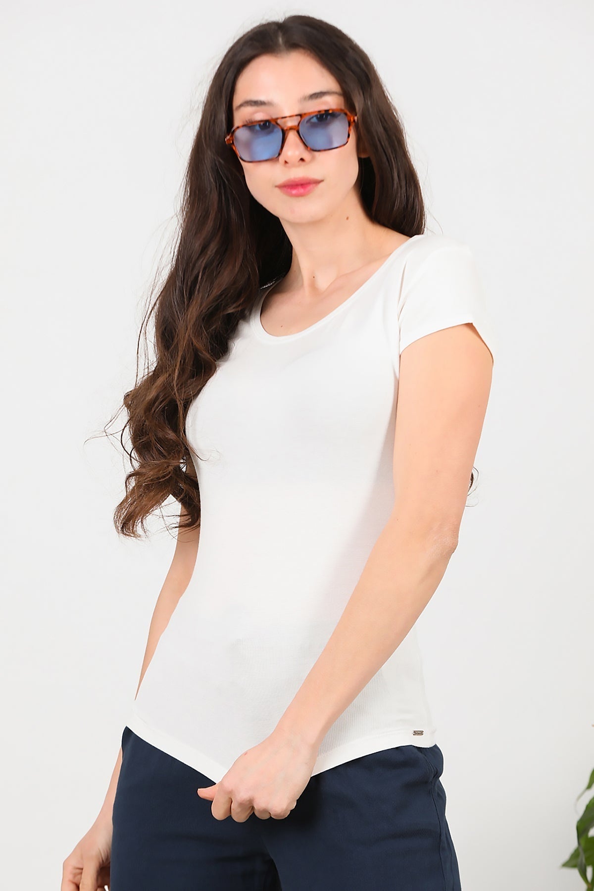 Oval - Neck T - Shirt — Off - White