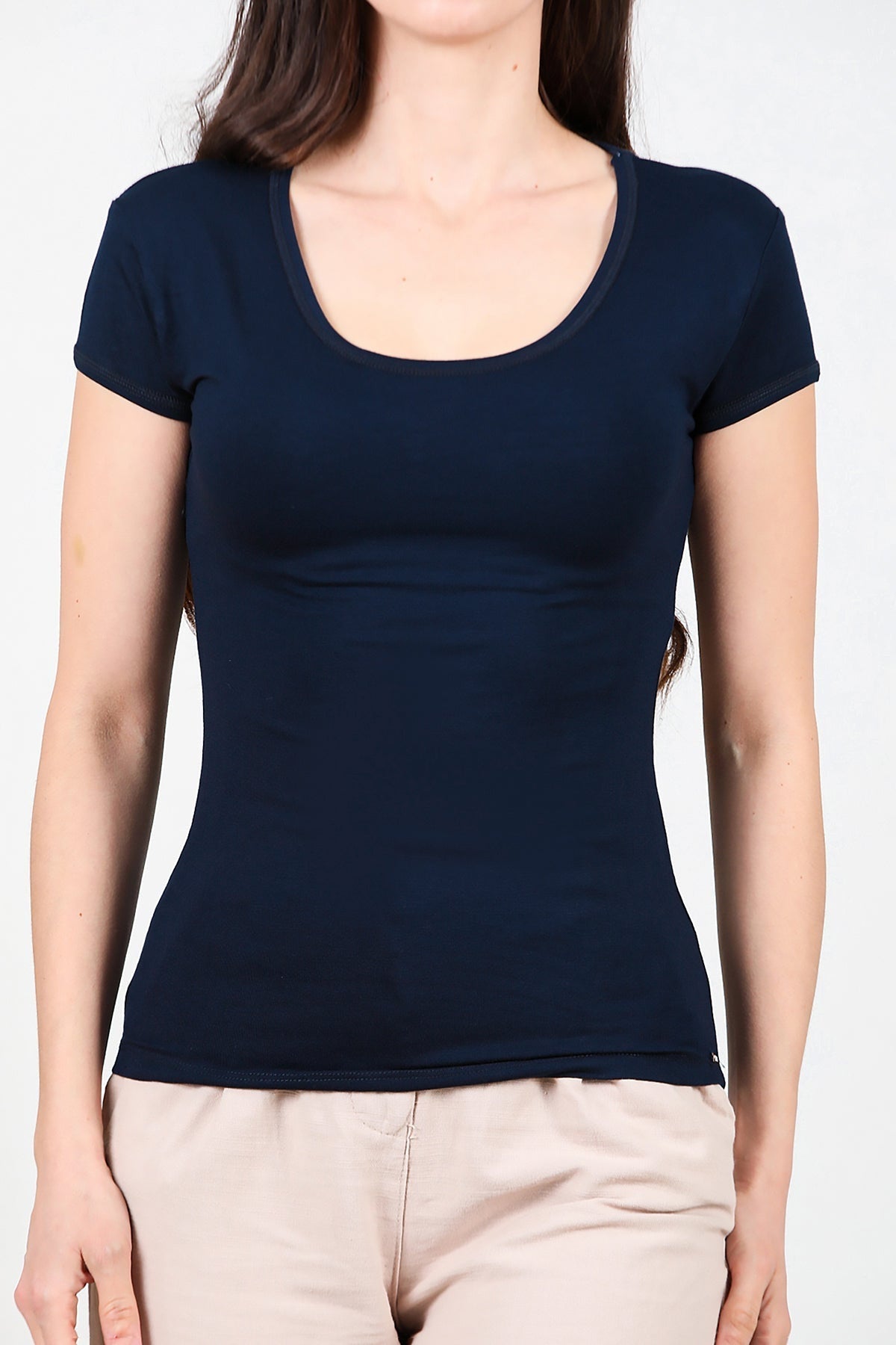 Rundhals-T-Shirt — Marineblau