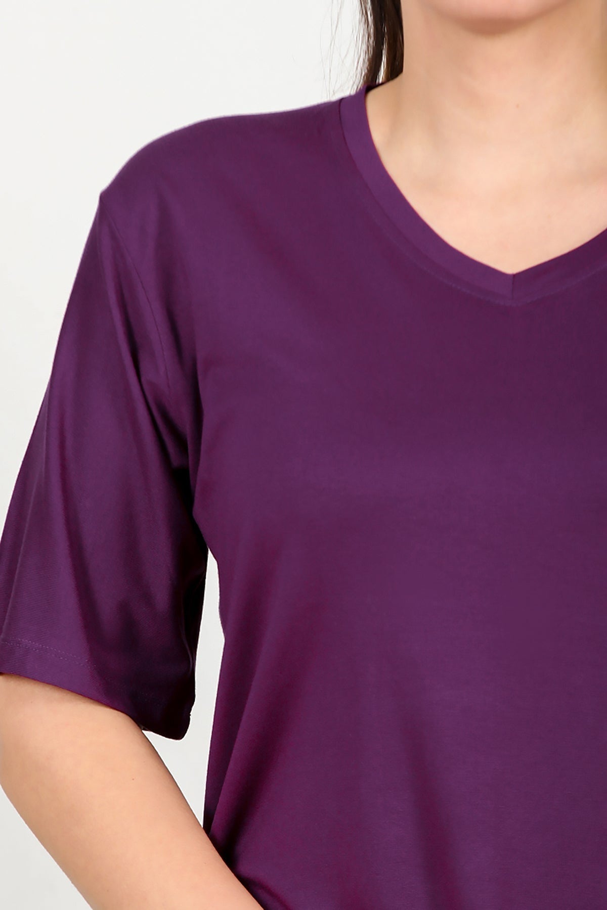 Plus - Size Short - Sleeve Blouse - Purple