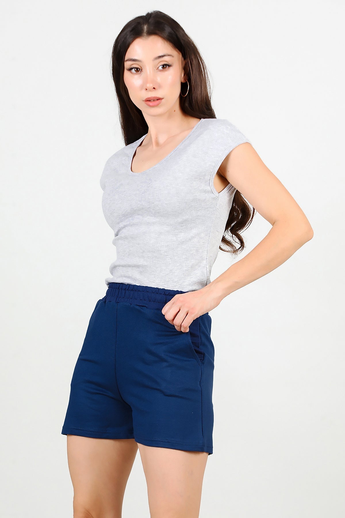Jersey Shorts With Pockets, Navy