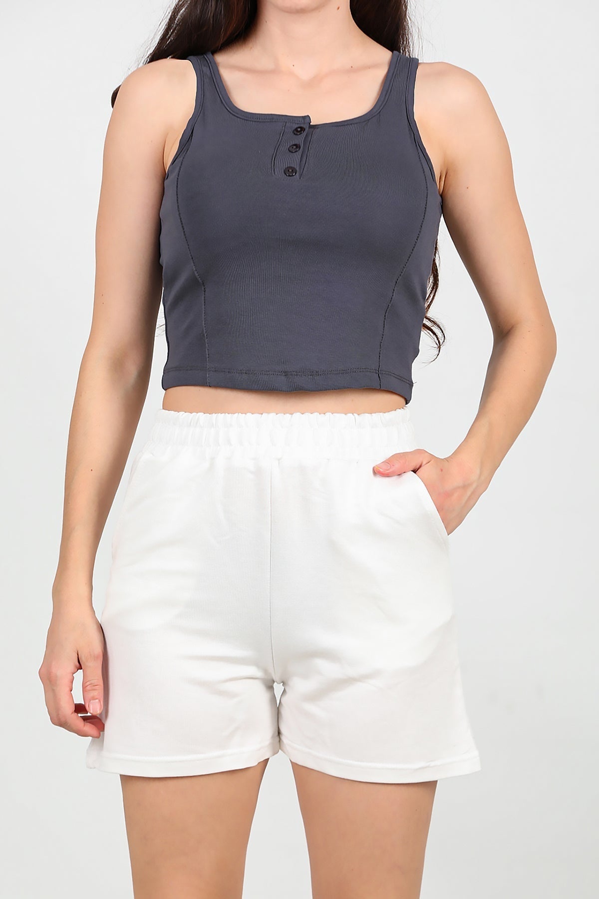 Jersey Shorts With Pockets, Off - White