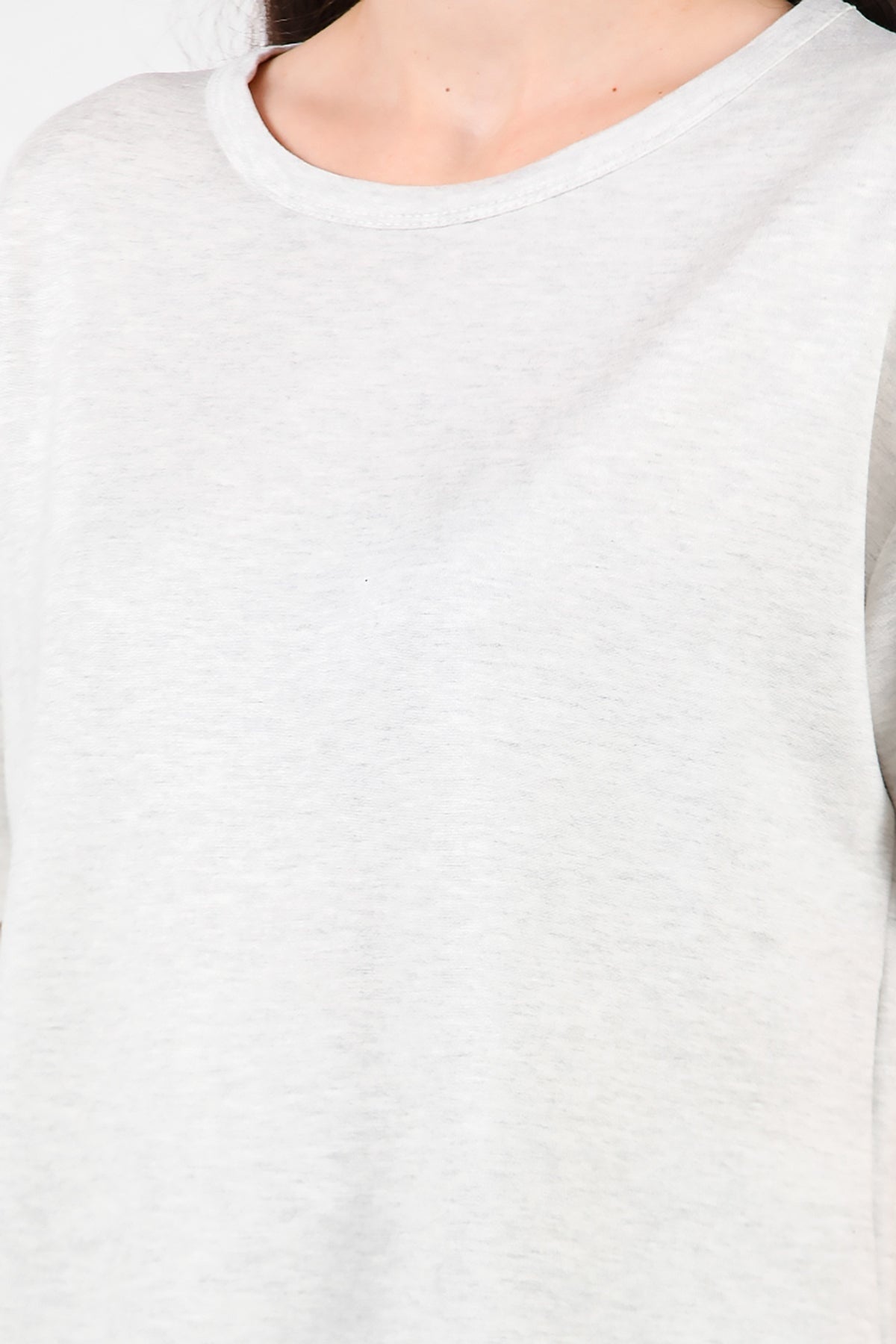 Crew - Neck T - Shirt With Rounded Hem — Light Grey