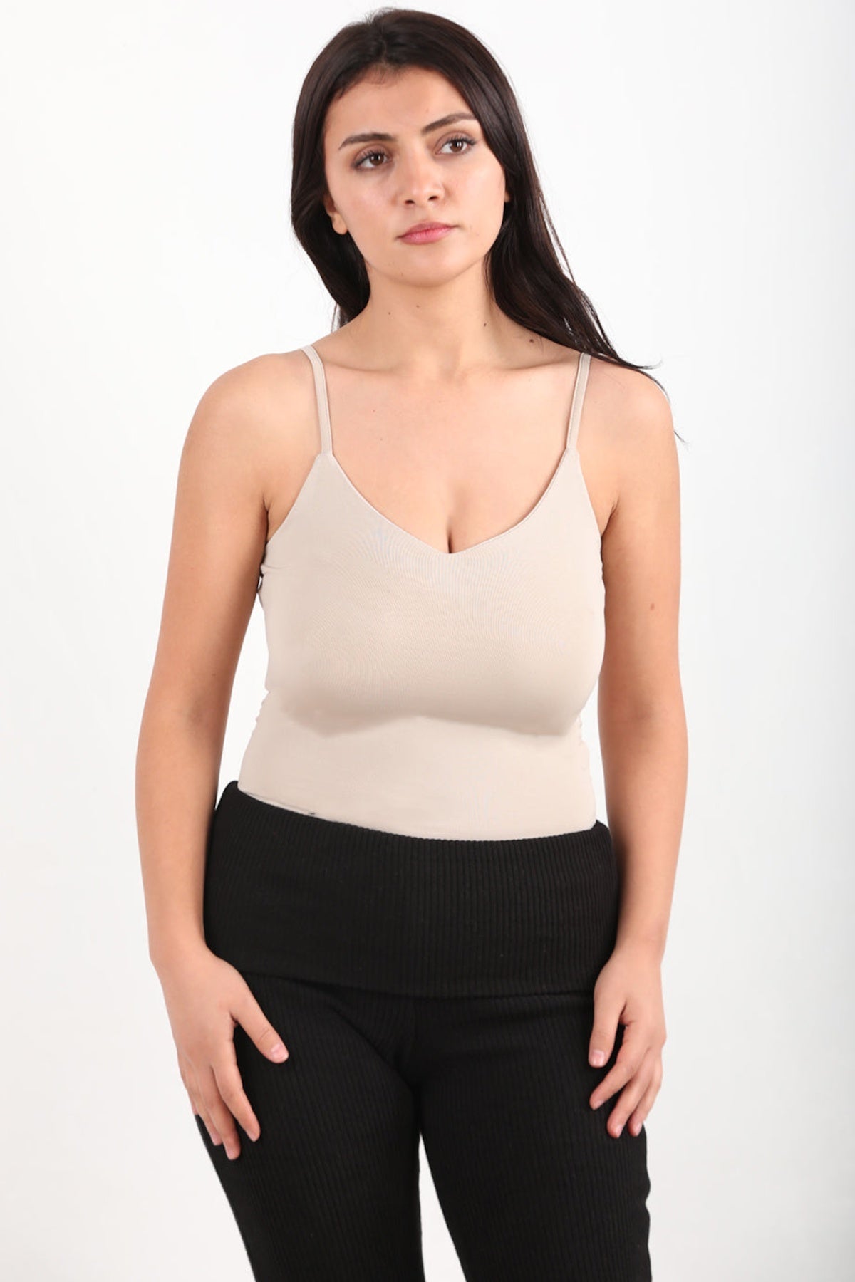 V - Neck Cami Top — Taupe