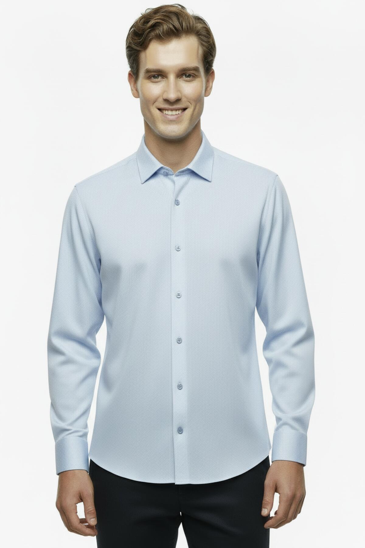 Men's Slim - Fit Striped Shirt — Ice Blue