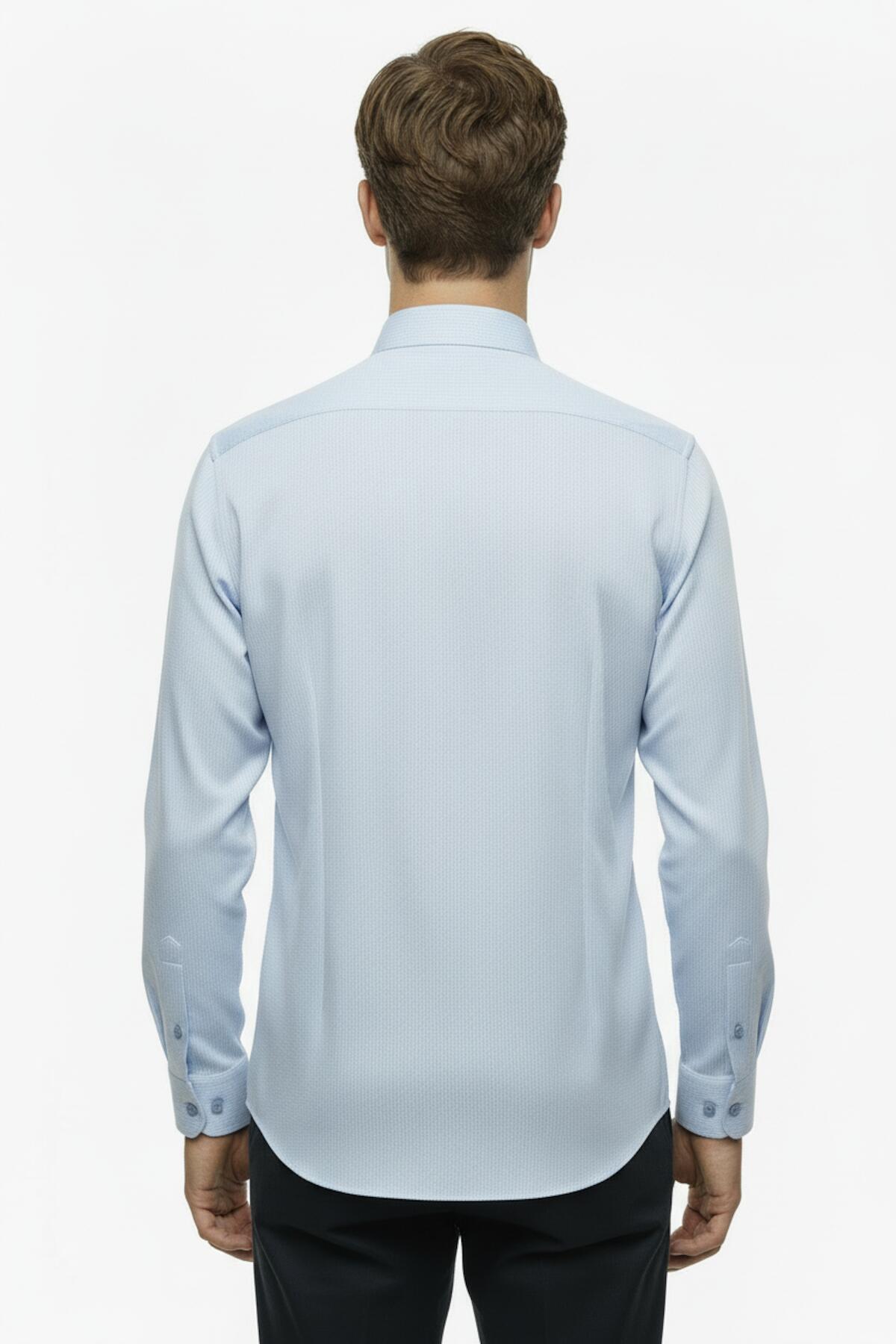 Herren Slim-Fit gestreiftes Hemd — Eisblau
