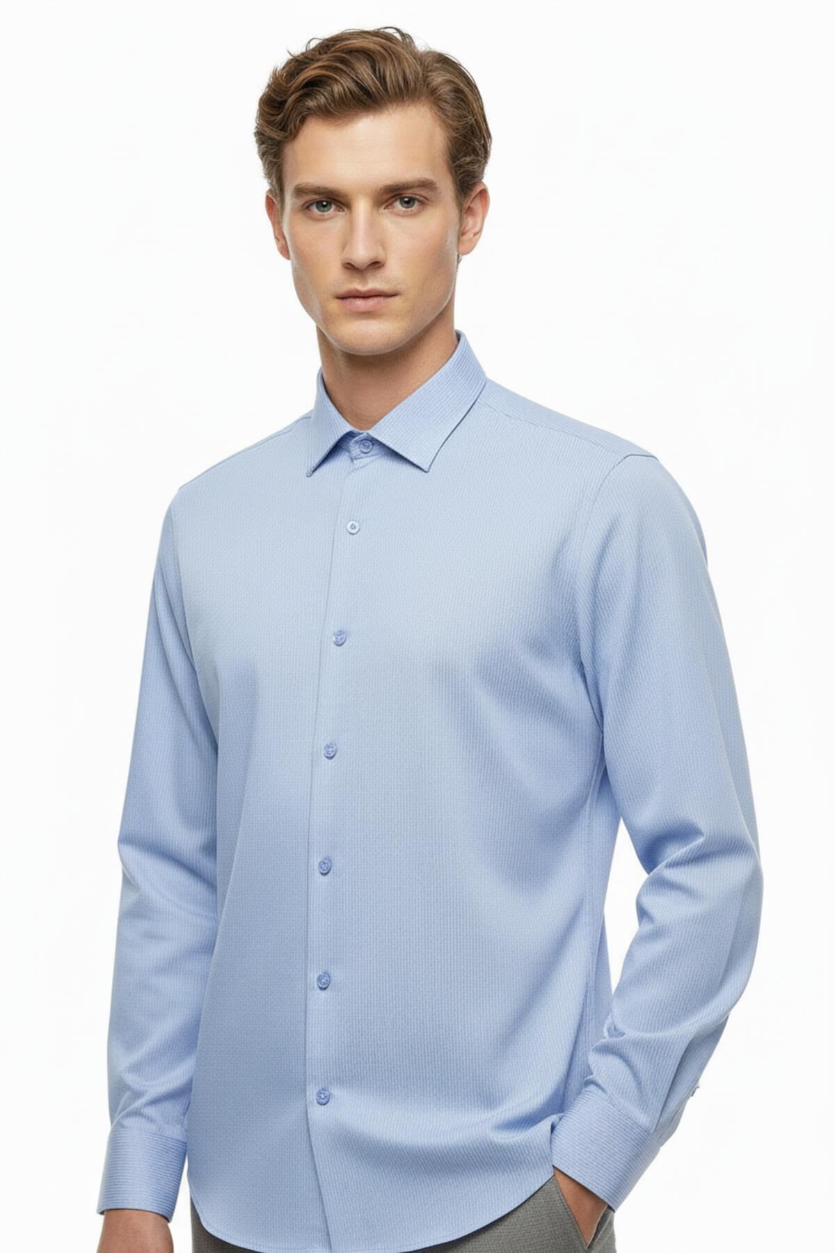 Men's Slim - Fit Striped Shirt — Blue