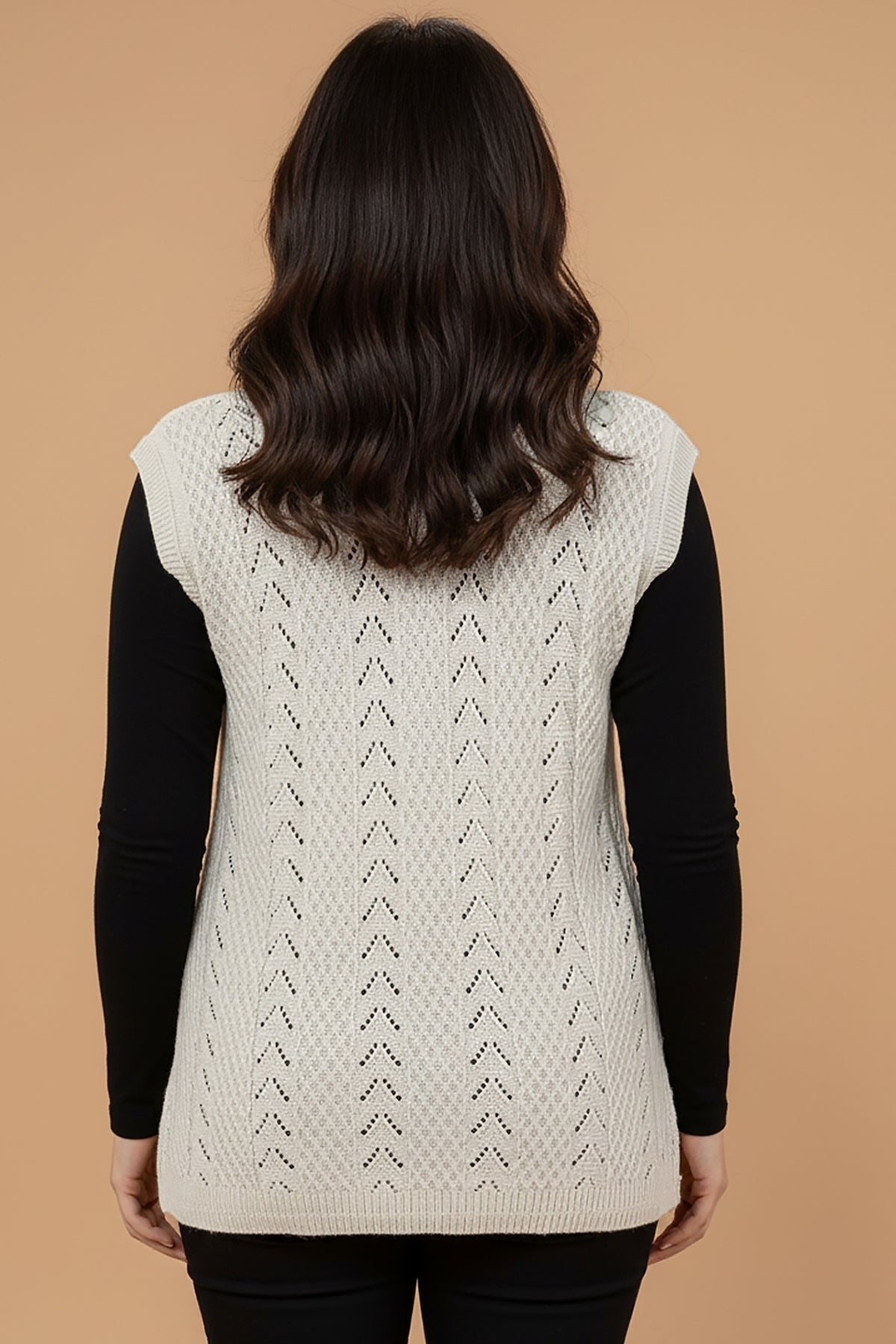 Grote Maten Gebreid Vest — Steen