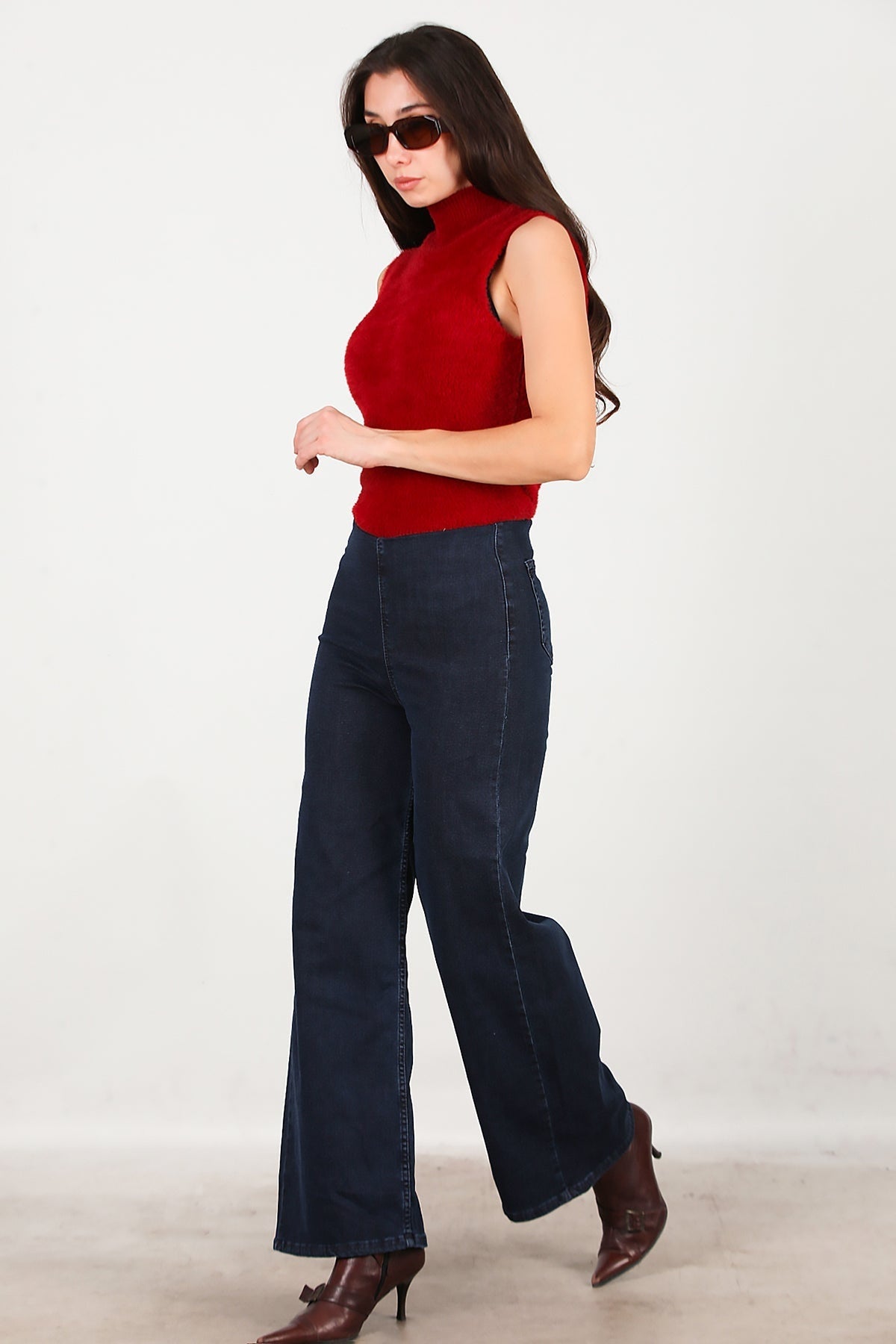 Wide - Leg Jeans With Elastic Waist — Navy