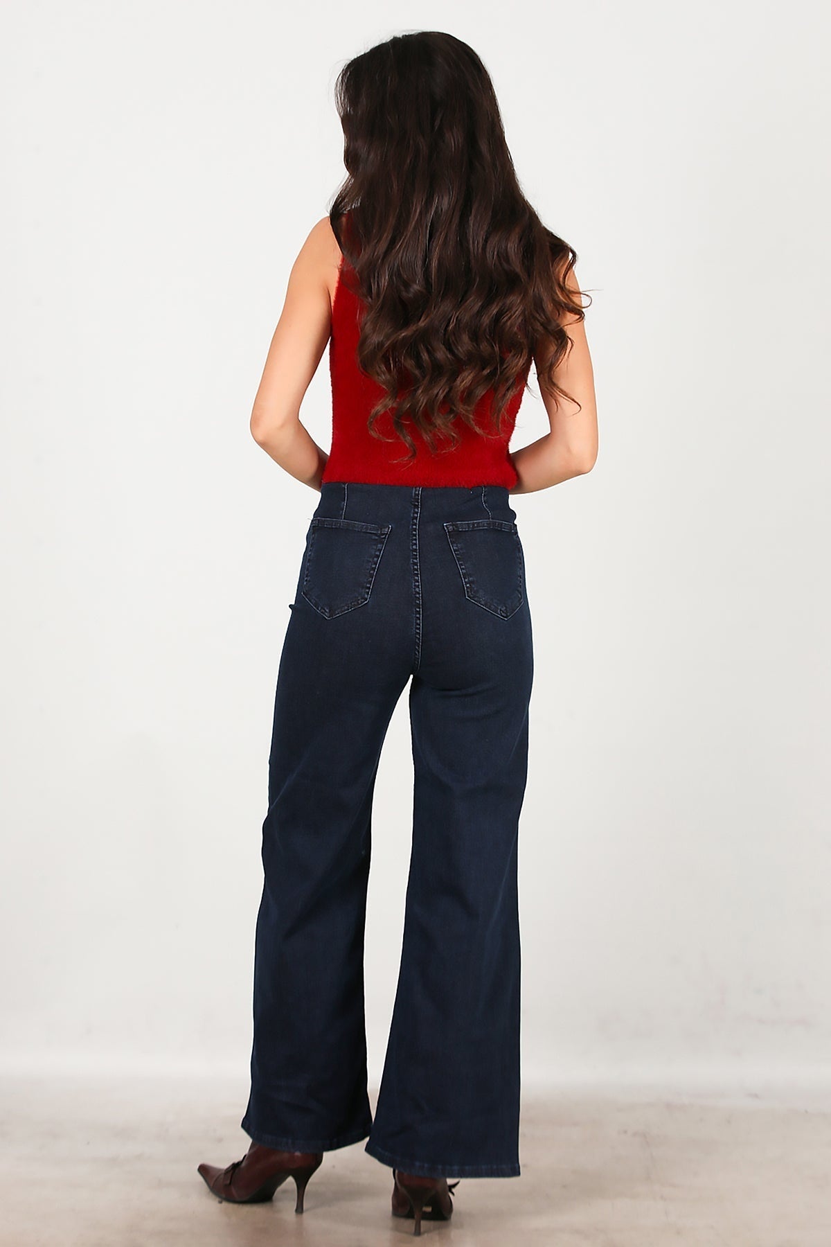 Wide - Leg Jeans With Elastic Waist — Navy