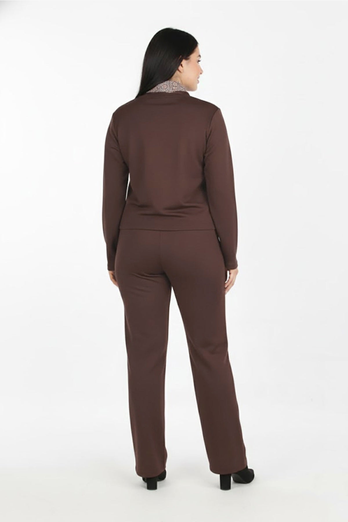 Women's Brown Two - Piece Set With Scarf