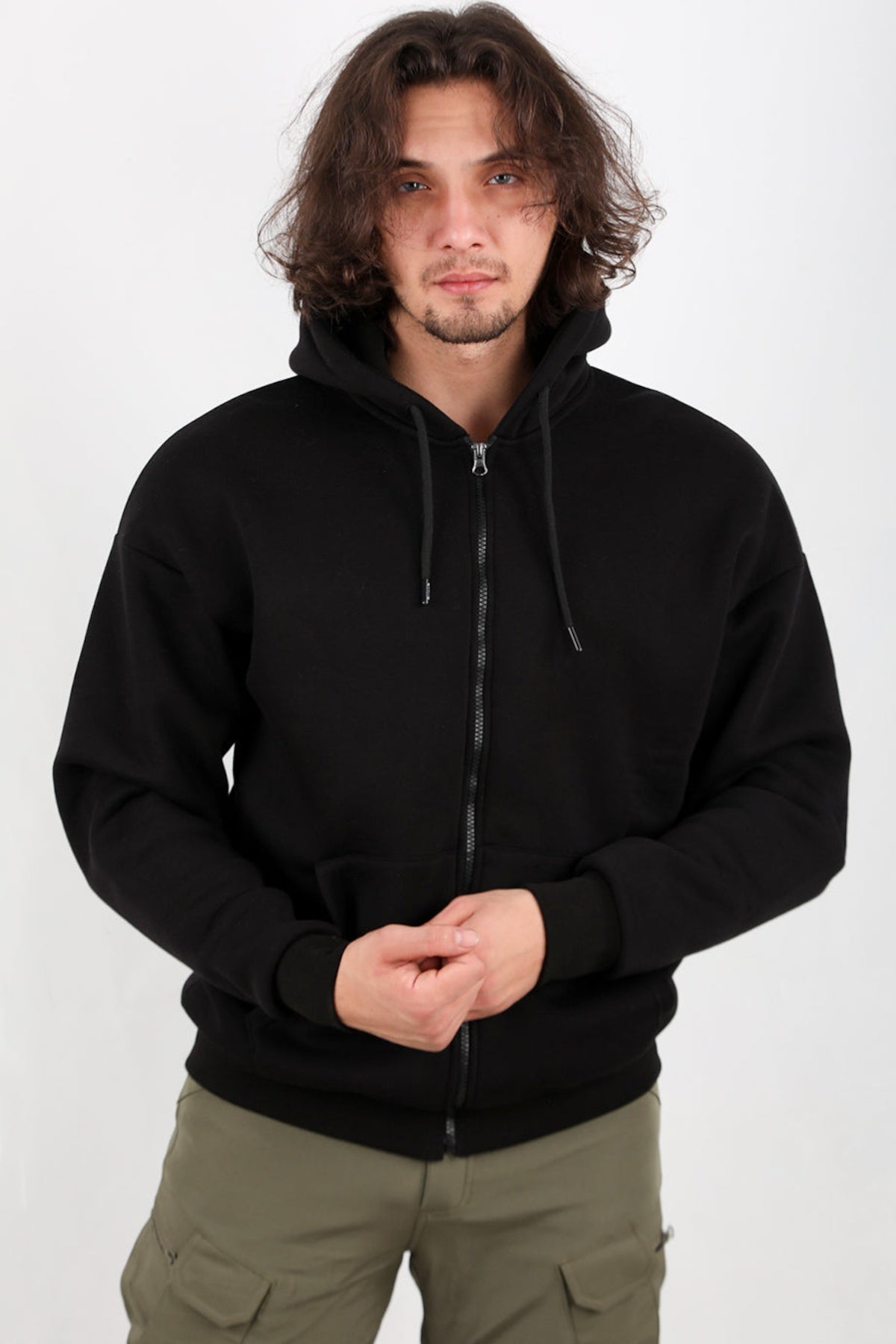Men's Hooded Zip - Up Jacket — Black