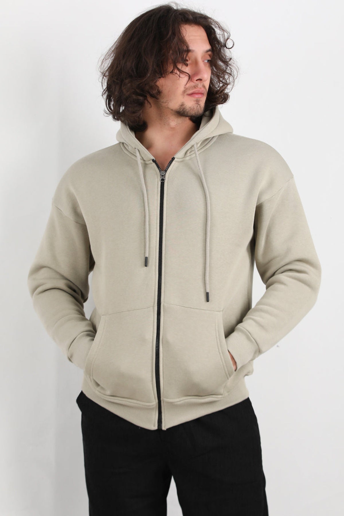 Men's Hooded Zip - Front Jacket — Khaki