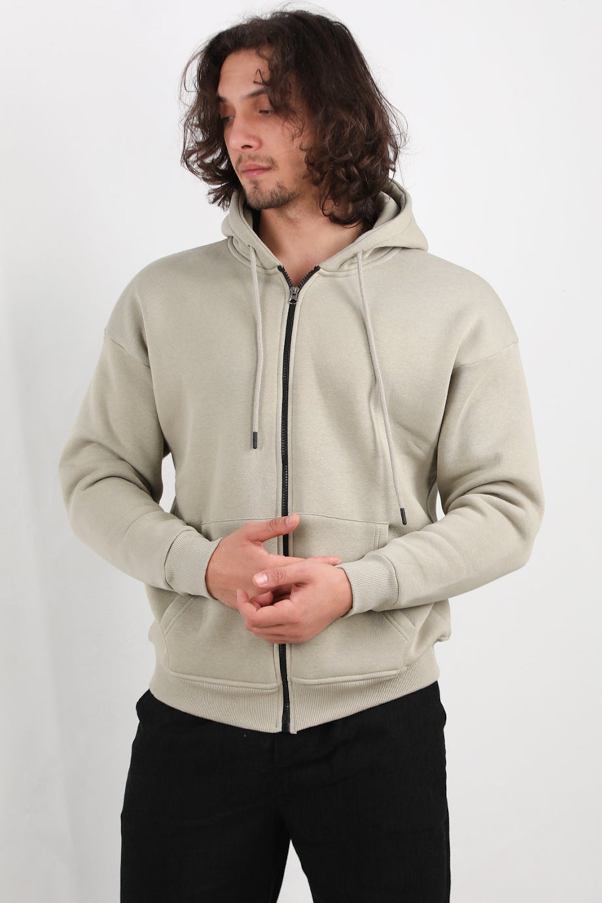 Men's Hooded Zip - Front Jacket — Khaki