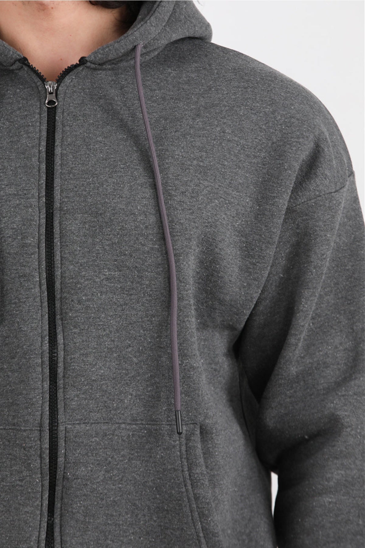 Herren Kapuzenjacke mit Reißverschluss — Anthrazit