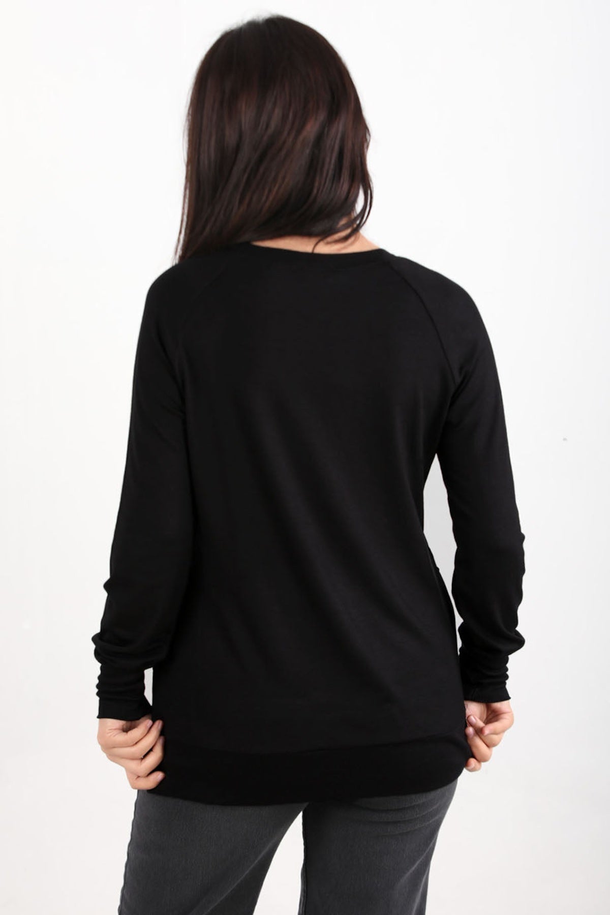 Women's Crew - Neck Blouse In Çilek Fabric — Black