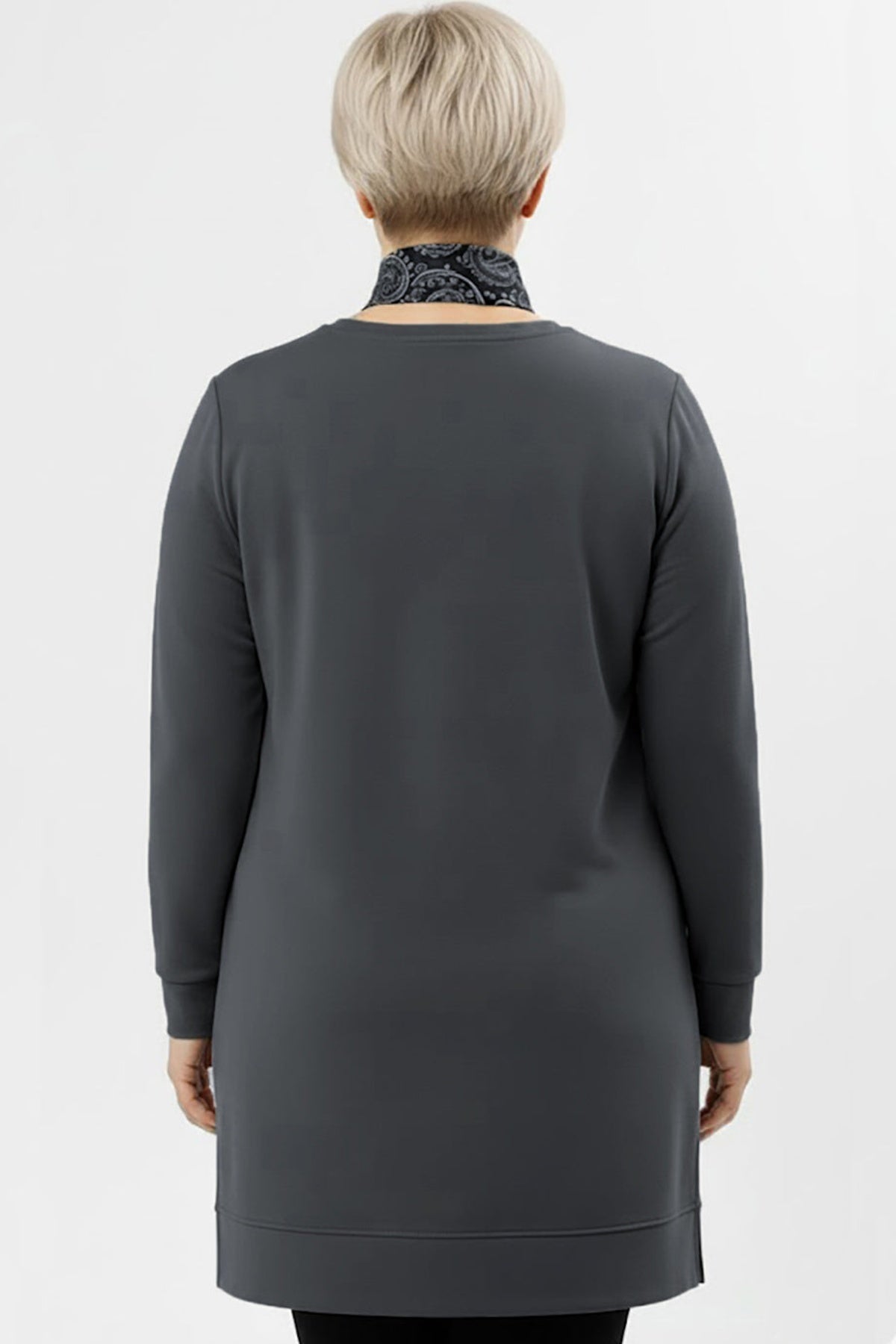 Tunique grande taille avec écharpe — anthracite