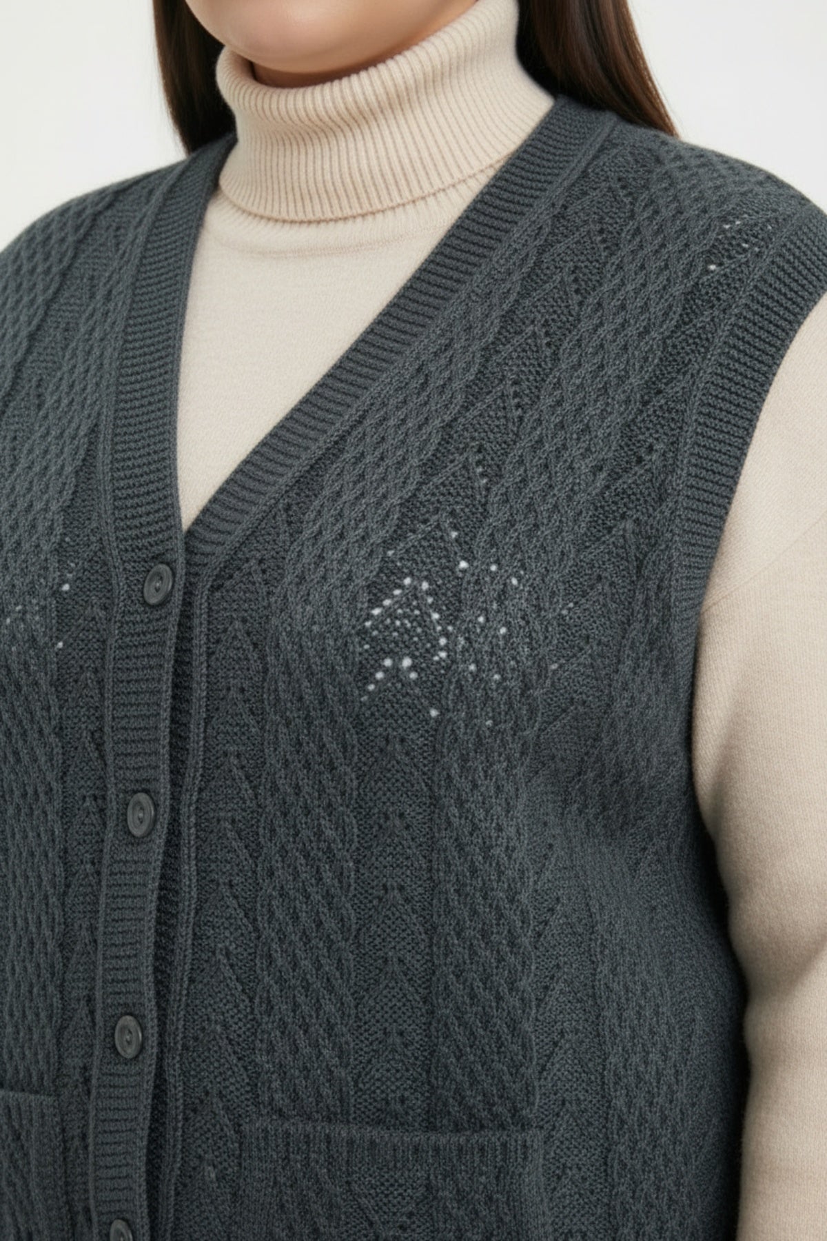 Plus - Size Knit Vest — Charcoal
