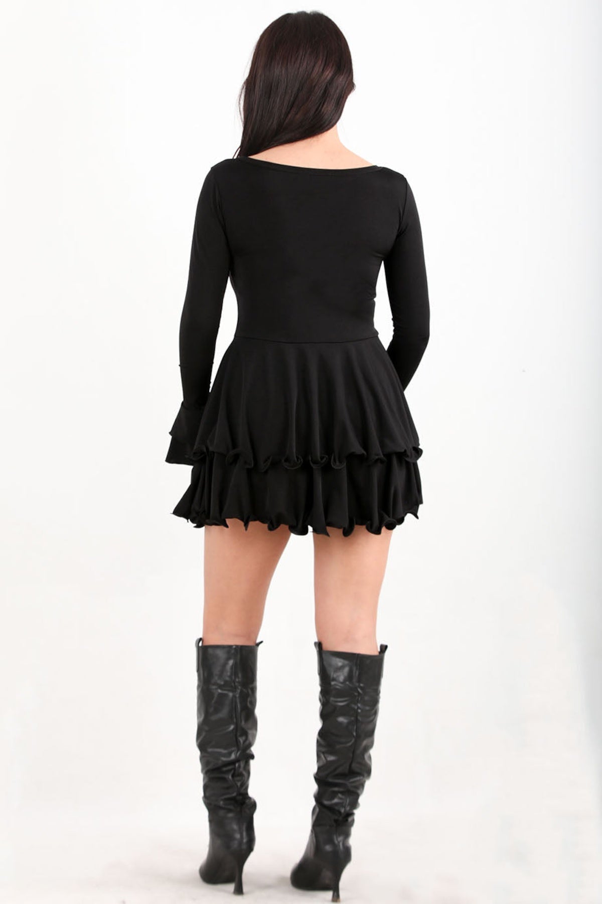 Black Frilled Mini Dress