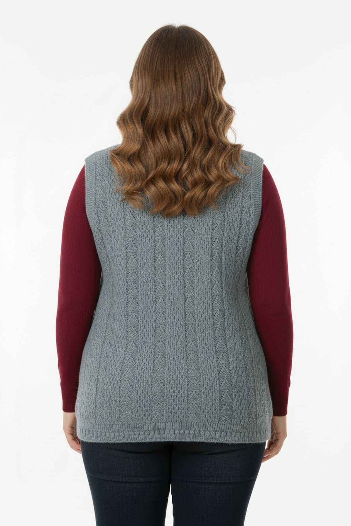 Plus - Size Knitted Vest — Grey
