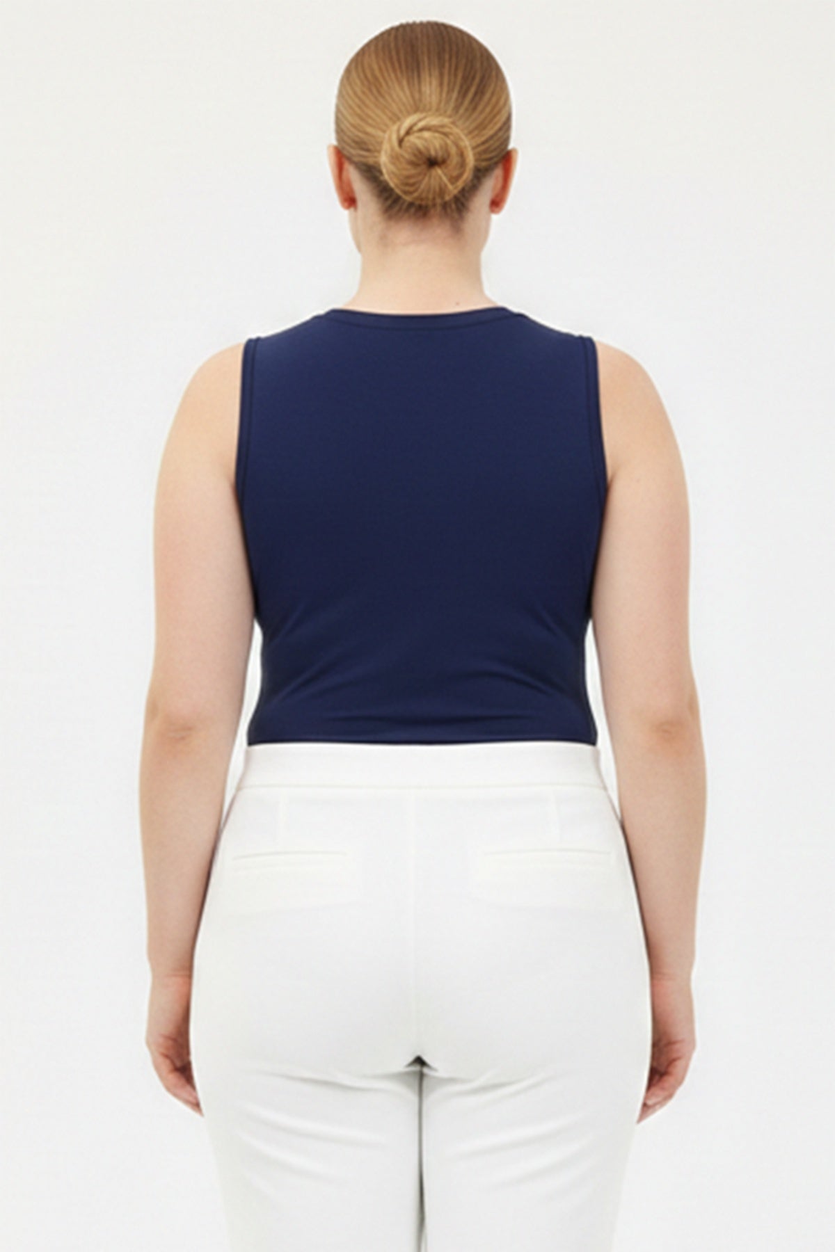 Navy Sleeveless Crew - Neck Body Top