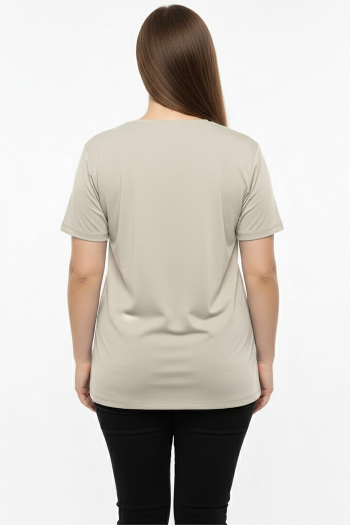 Oversized V-hals T-shirt — Taupe