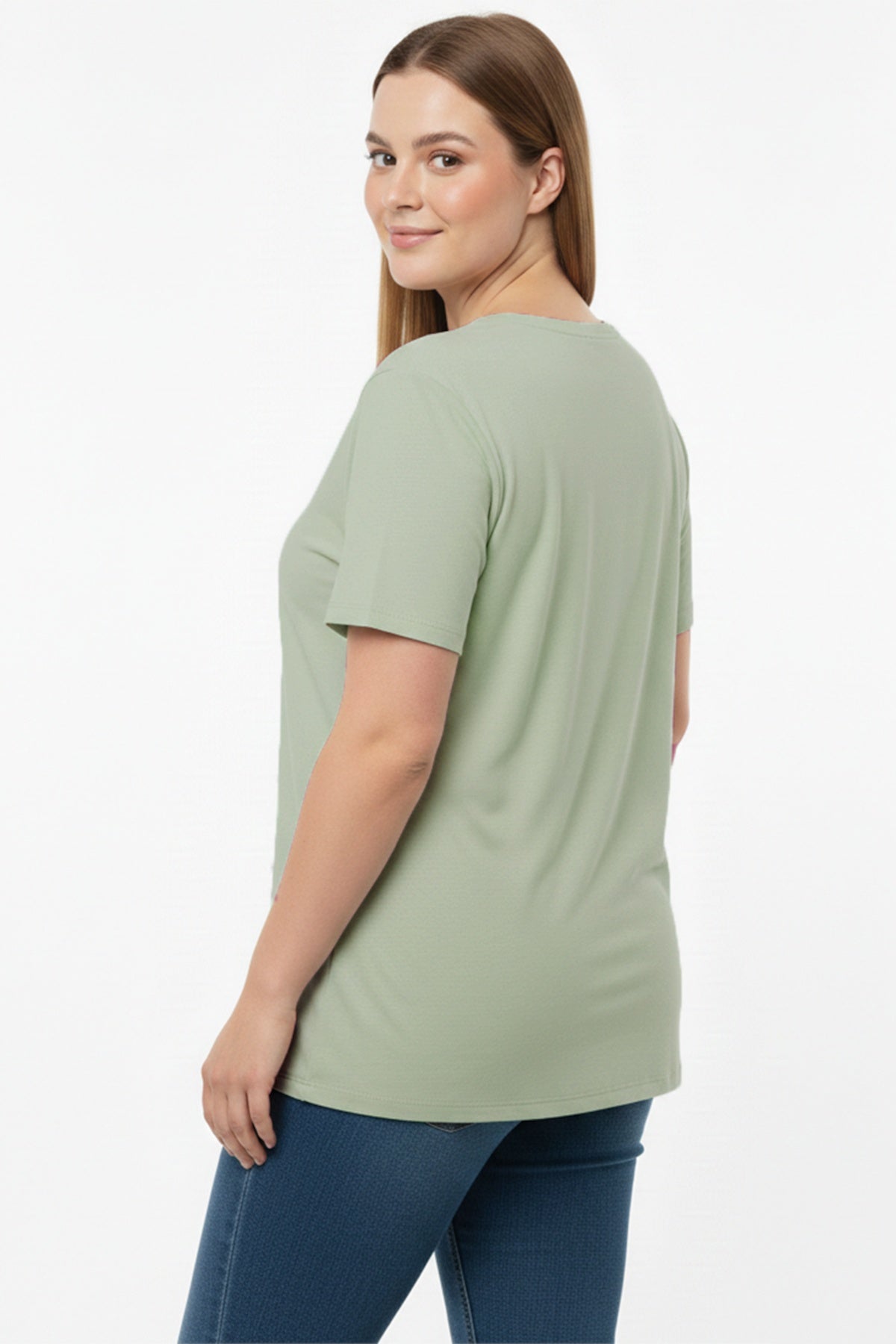 Oversized V - Neck T - Shirt — Khaki