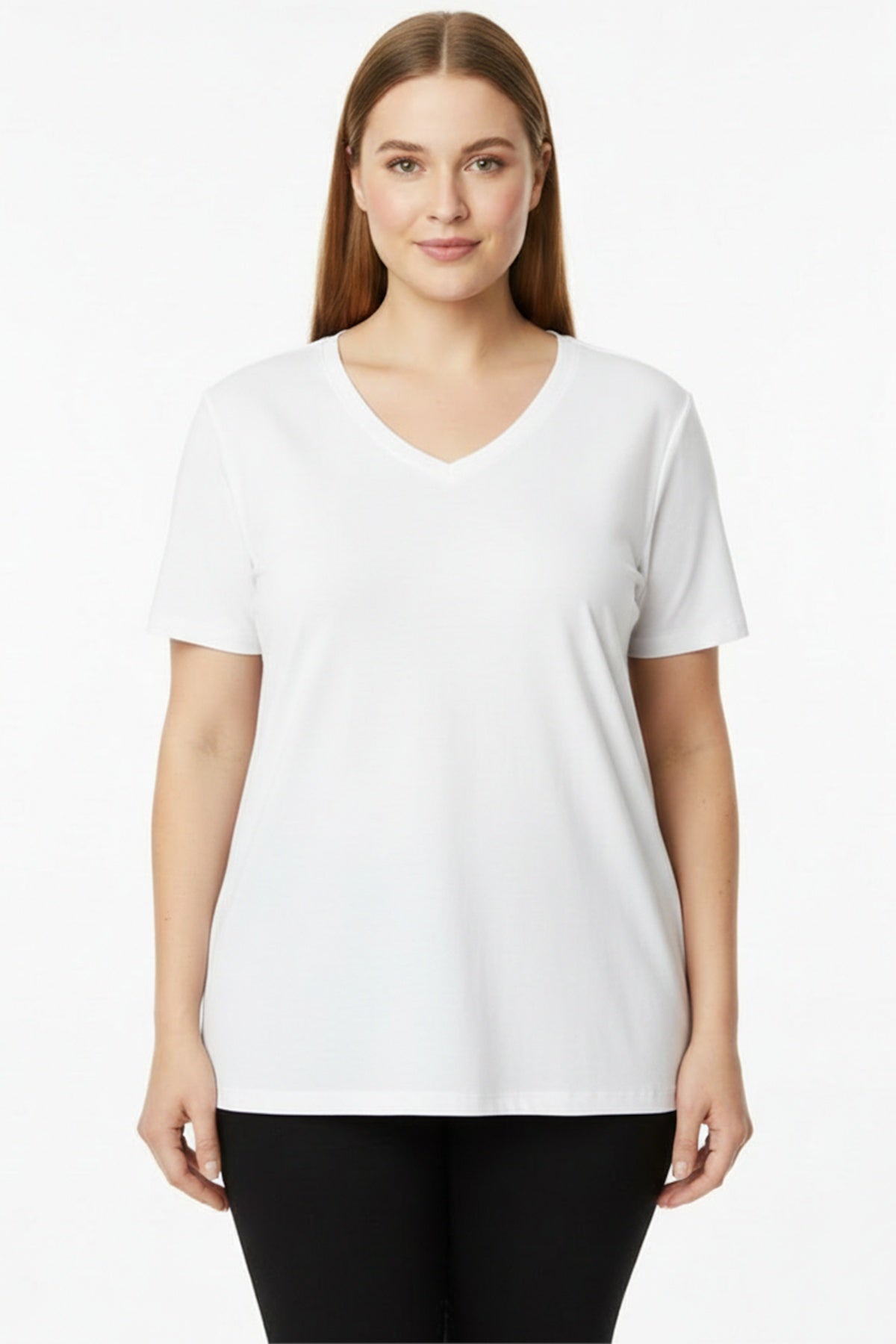 Oversized V - Neck T - Shirt — White